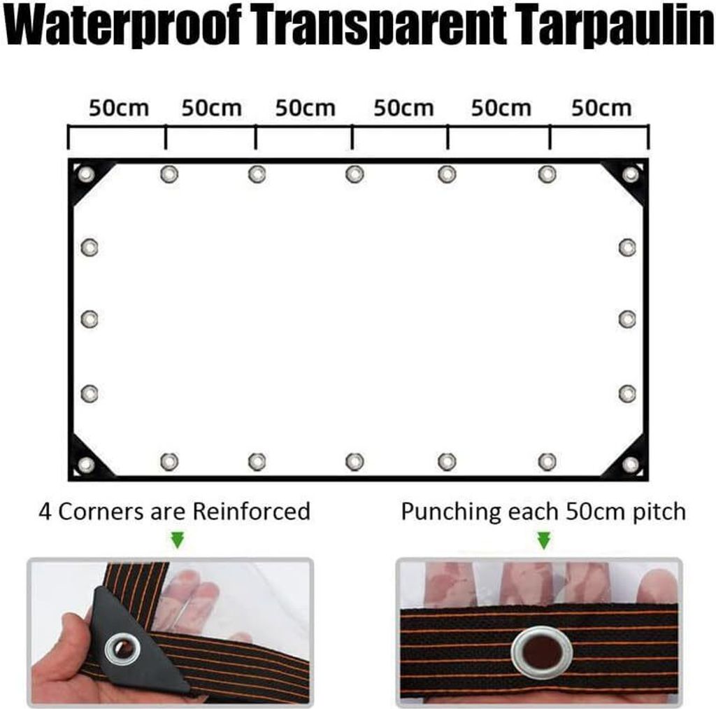 Transparent Plane mit ösen 3mx3m, Abdeckplane Wasserdicht, Produktbild 8