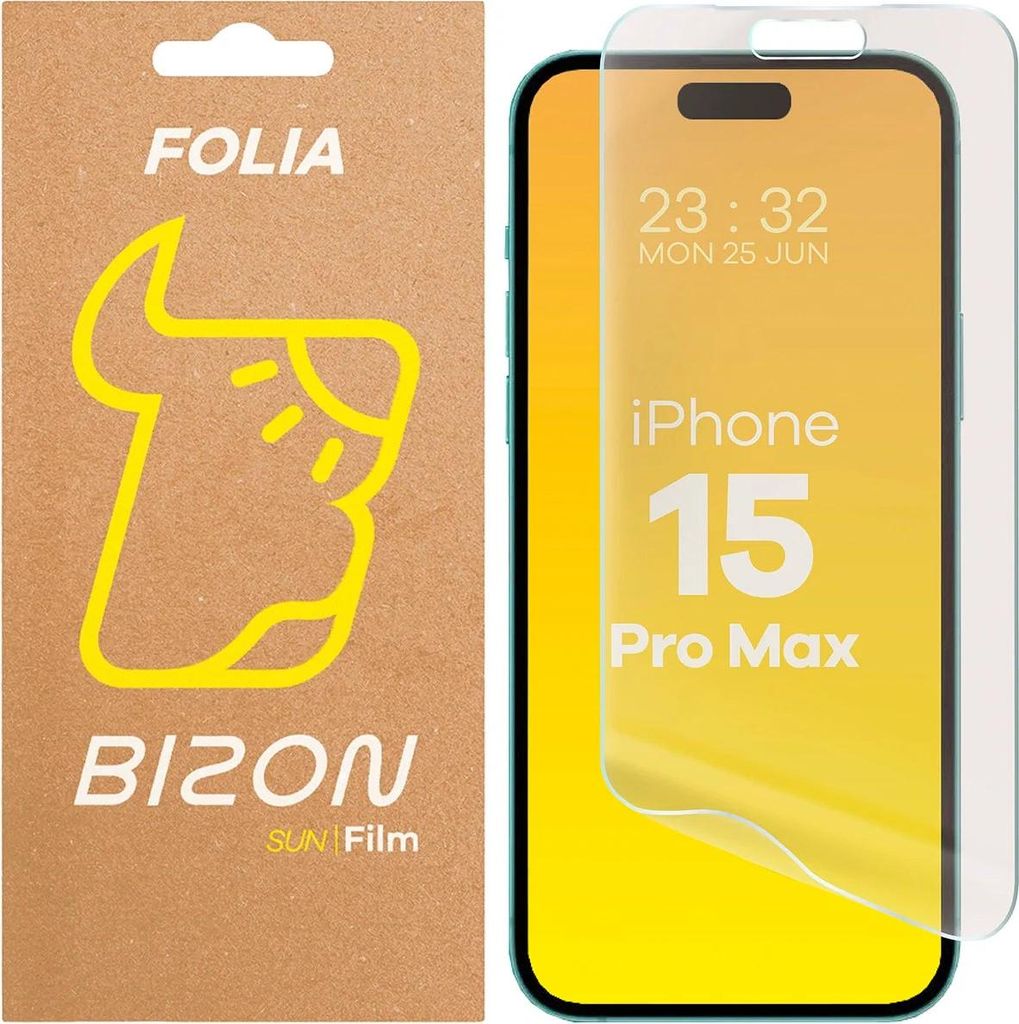 Matte Folie für iPhone 15 Pro Max, Bizon Glass Film Sun, 1 Stück