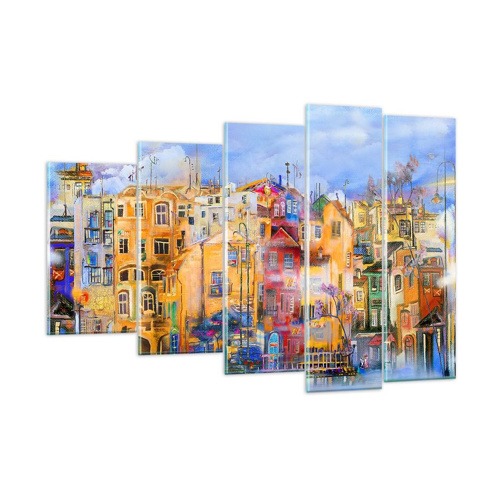 Bilder auf glas - Altstadt Mietshaus - 150x100cm - Glasbilder - Wandbilder - Kunstdruck - zum Aufhängen bereit - Wanddekoration aus Glas - Glas Bi...