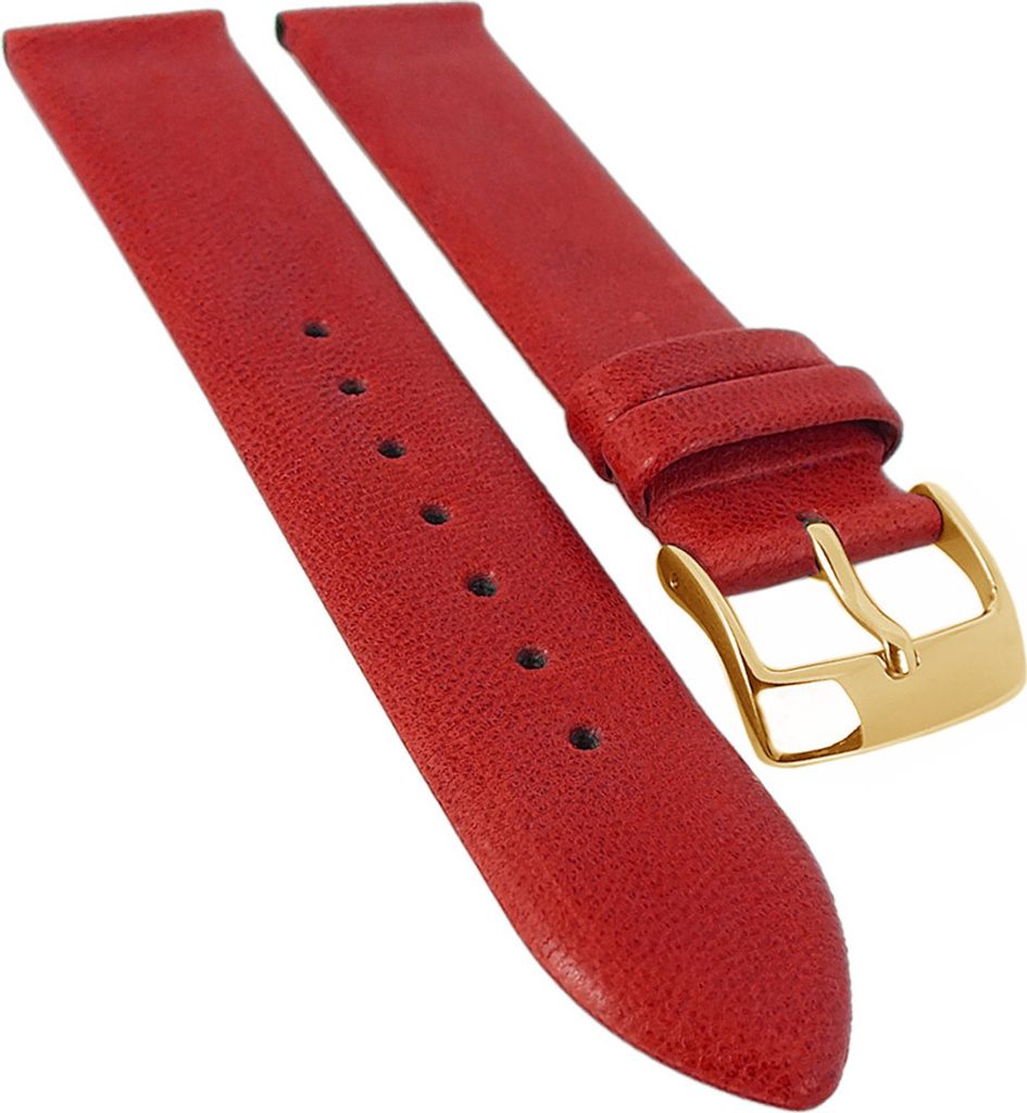 Barington Cordero Uhrenarmband rot weiches Lammnappaleder rembordiert, Stegbreite:20mm, Schließe:Gelbgolden