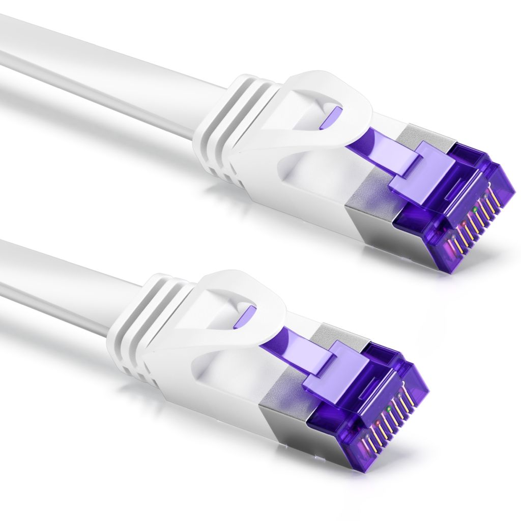 Cat 7 Flaches Internet RJ45 Kabel mit 25 Stück Kabelclip Gigabit Lan Netzwerk Patchkabel 10GGB 600Mhz/s für Xbox PS4 PS3 Mac Router Modem Patchpanel Konsolen PC Ethernetkabel 15M