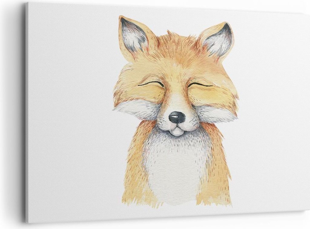 Bild auf Leinwand - Leinwandbild - Einteilig - Cartoon Fuchs Kind - 120x80cm - Wand Bild - Wanddeko - Wandbilder - Leinwanddruck - Bilder - Wanddek...