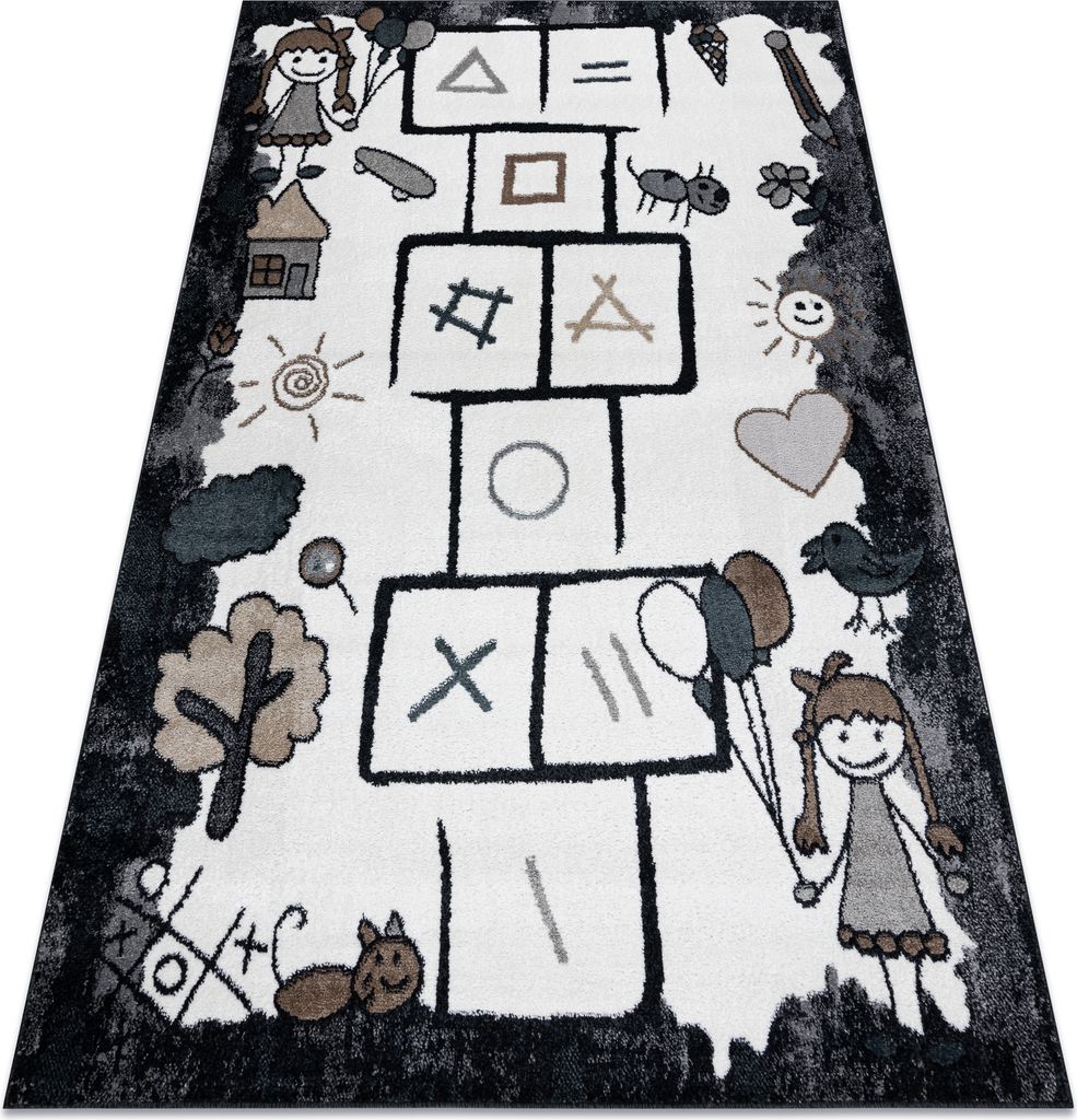 Teppich FUN Hop für Kinder, Hopse, Tiere schwarz Schwarz 280x370 cm
