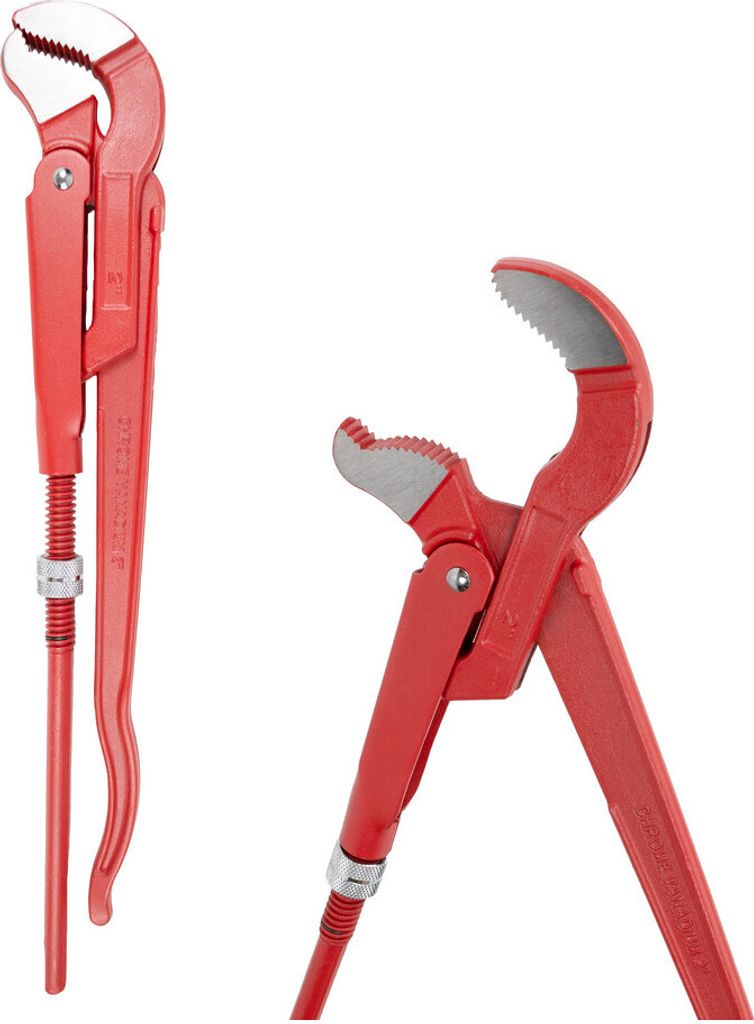 Dönges Eckrohrzange, mit S-Maul, CV Stahl, rot lackiert, Größe 1.1/2 " (Zange)