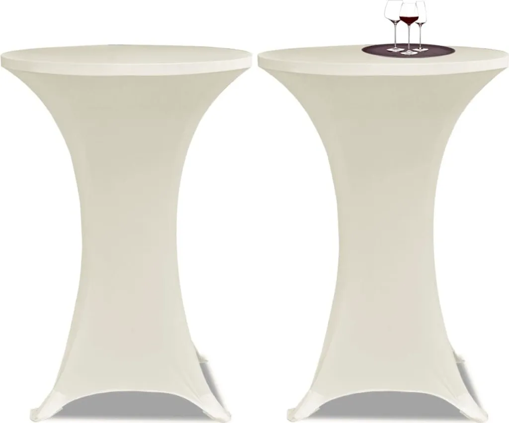 Set 2 Fodere Copritavolo Bar Elasticizzate Ø80cm Crema - Luxury