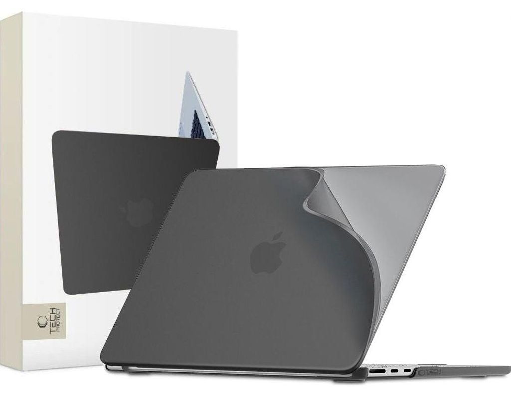 Schutzhülle für MacBook Air 13.6" M5 / M4 / M3 / M2, Tech-Protect Softshell, mattes Durchscheinend-Schwarz