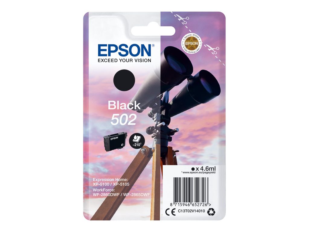 Epson 502 - 4.6 ml - Noir - Original - Blister - Cartouche Image du produit 