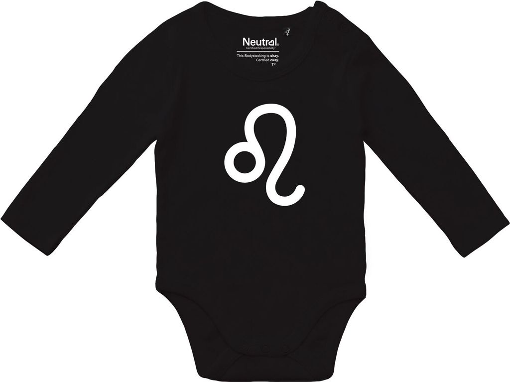 Huuraa Baby Body Löwe Sternzeichen Zeichen Geschenk Größe 62 Black Baumwolle Fairtrade Löwe Babykleidung