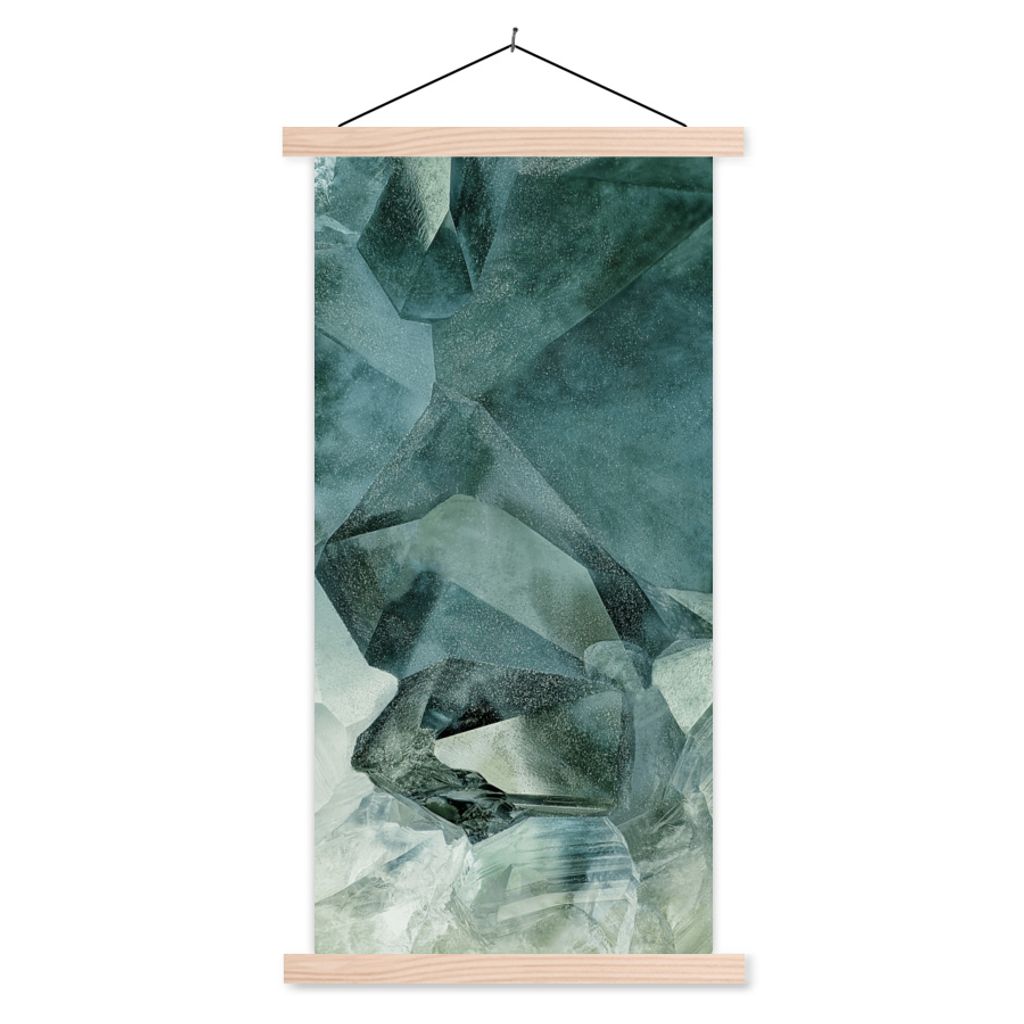 MuchoWow Textilposter Mineralien - Kristalle - Naturstein 40x80 cm mit holzfarbenen Rahmen - Wohnzimmer
