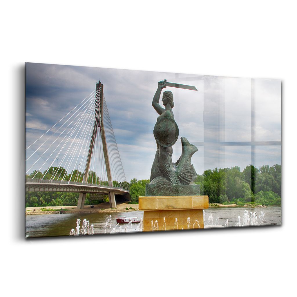 Glasmalerei - Dekorative Malerei - Moderne Malerei - 100x50 - Meerjungfrauen-Denkmal in Warschau