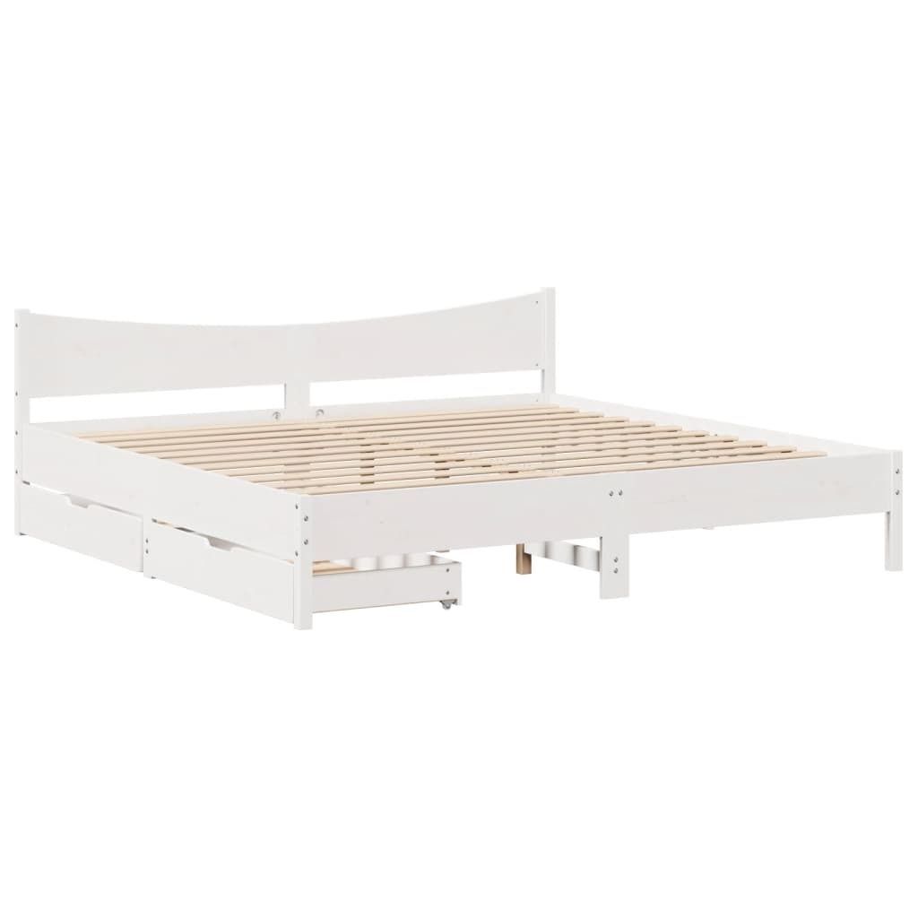"WINTER SALE"Massivholzbett Modernes/Doppelbett - Polsterbett Erwachsene/r /Kind - mit Schubladen Weiß 180x200cm Kiefer - Klassische Betten NeuMö...