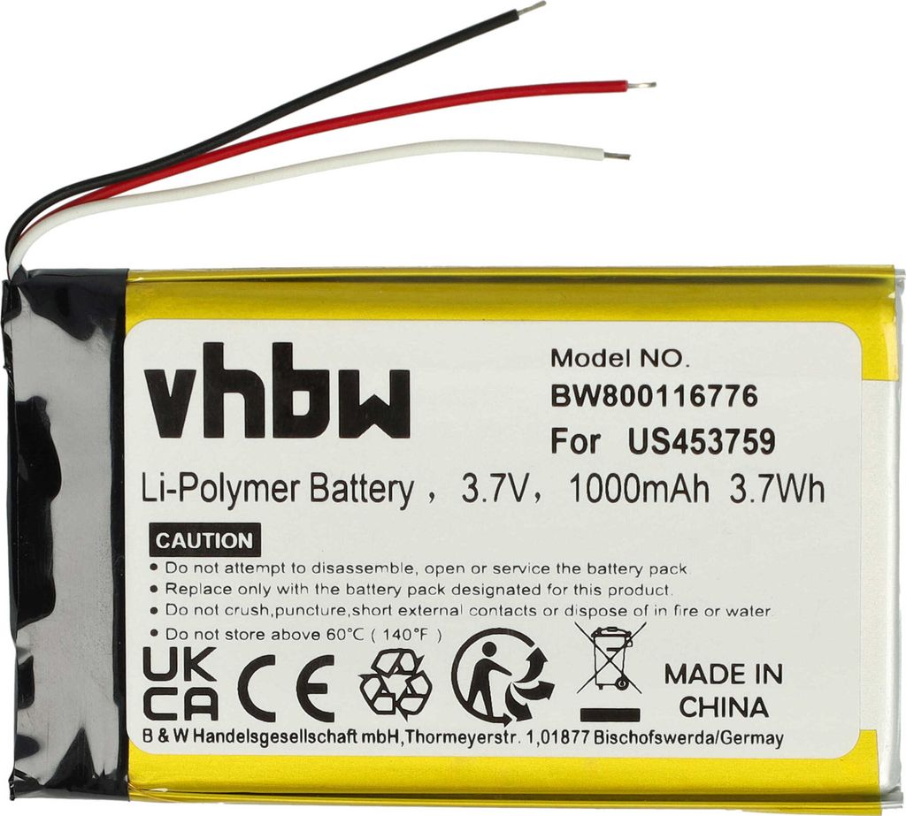 vhbw Akku kompatibel mit Sony Walkman NWZ-ZX1 MP3-Player Musik Player (1000 mAh, 3,7 V, Li-Polymer)