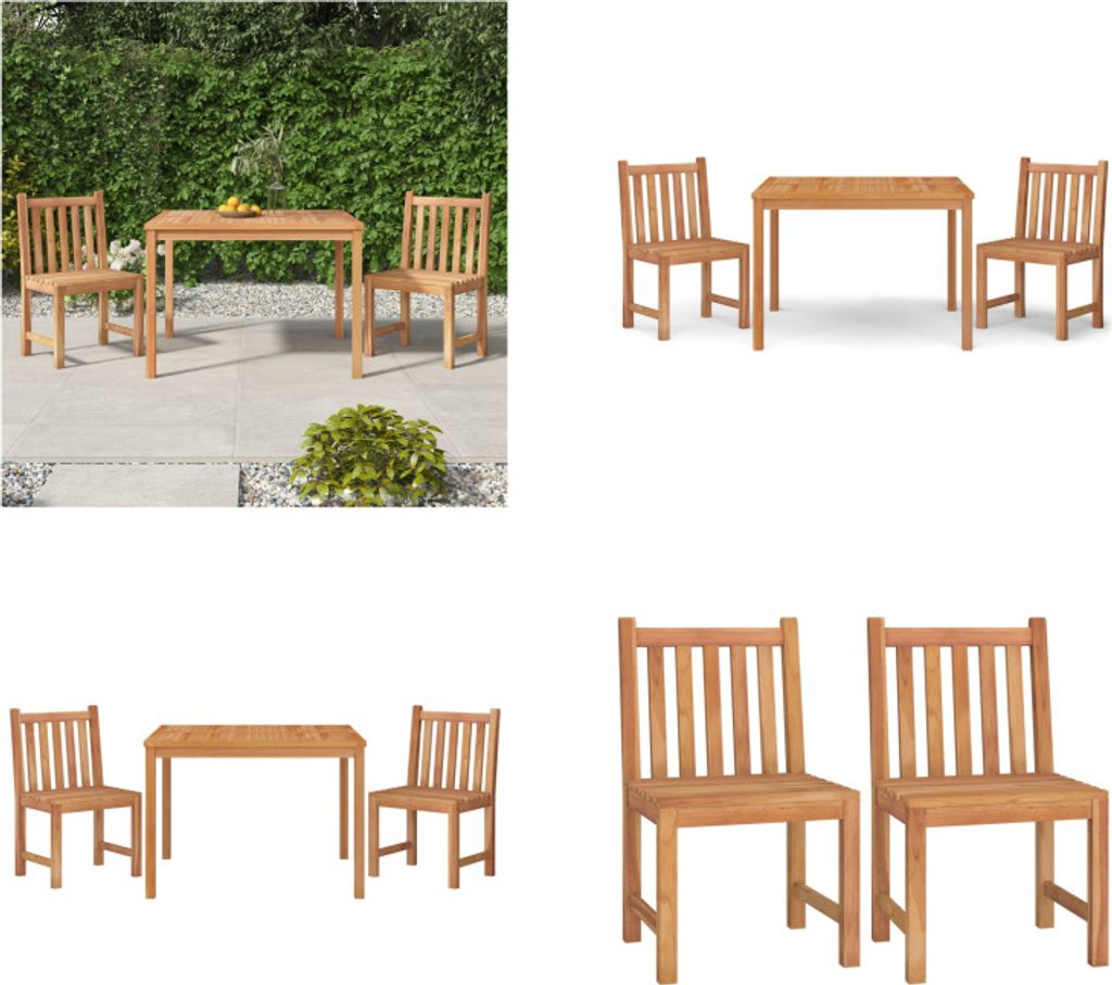 vidaXL 3 tlg. Garten Essgruppe Massivholz Teak - Garten-Essgruppe - Garten-Essgruppen - Gartenmöbel - Terrassenmöbel