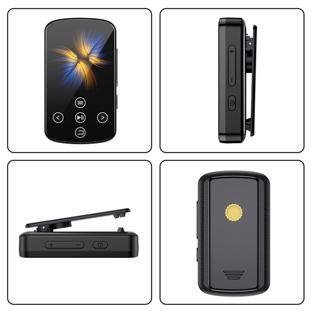 MP3-08 MP3-Player mit BT 5.4 Backclip 1,5" High-Clear-Touchscreen Tragbarer Player Eingebauter Lautsprecher FM-Radio Sprachrekorder fuer Sport