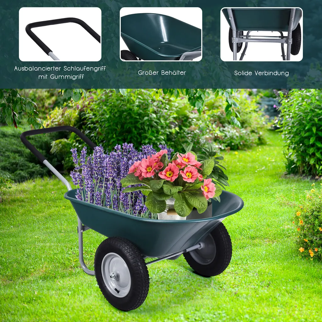 COSTWAY Carriola 2 Ruote 100kg | Design Ergonomico Verde Giardino - 5