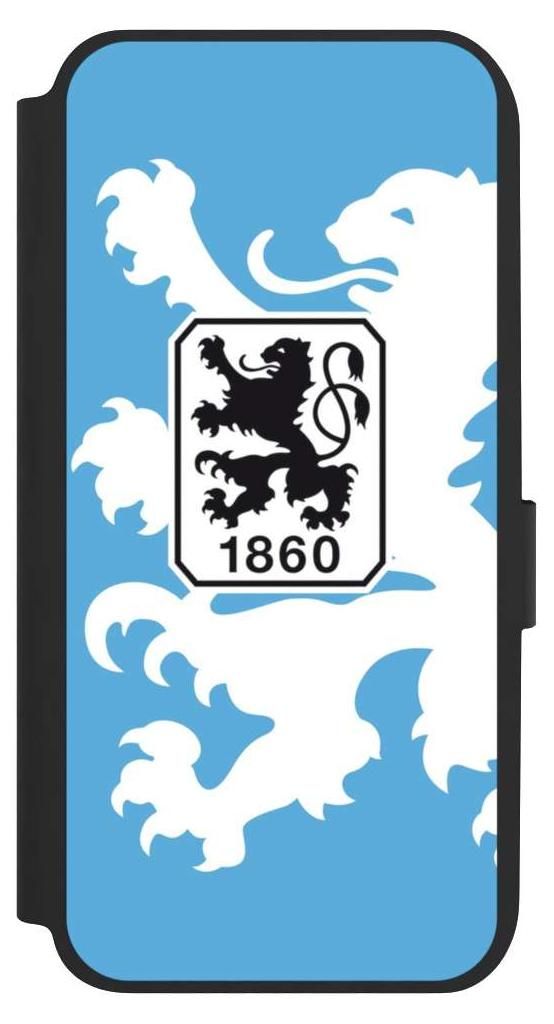NIVOCASE Klapphülle für Samsung Galaxy A14 5G Handyhülle aus Kunst Leder NIVOflip schwarz Offizielles Lizenzprodukt TSV 1860 München Wappen