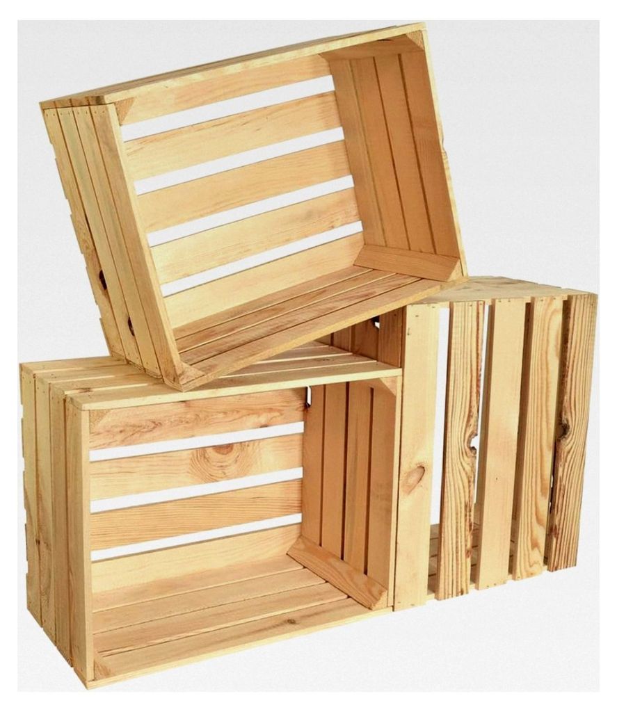 3er Set Holzkiste Noa Natur 50x40x30 - Obstkiste, Weinkisten, Holzkisten