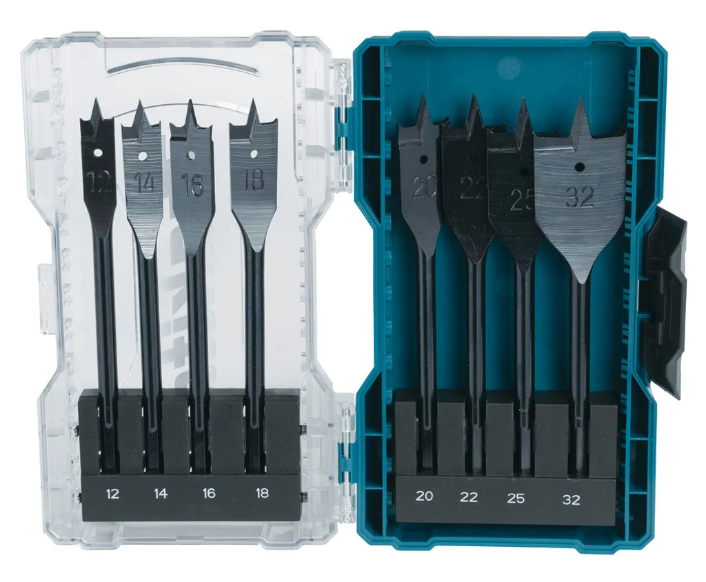 Makita E-08698 Set 8 Punte a Fresa Piatta per Legno - Qualità Professionale