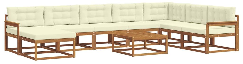 (Robust Möbel)Outdoor-Sofa garnitur moderne - Balkonmöbel/Gartenlounge-Set - robust und langlebig - mit Kissen 9 pcs Natur und Creme - Gartensofa...