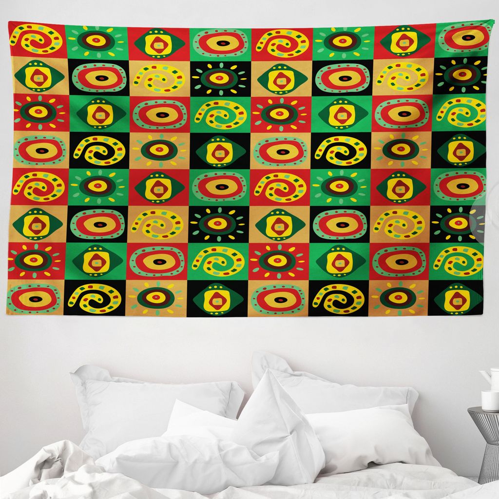 ABAKUHAUS afrikanisch Wandteppich, trippy aus Weiches Mikrofaser Stoff Waschbar ohne Verblassen Digitaldruck, 230 x 140 cm, Mehrfarbig