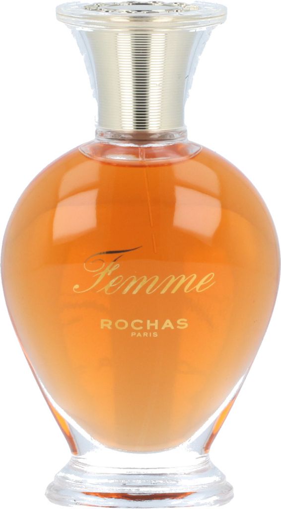 A bottle of Rochas Femme Eau de Toilette.