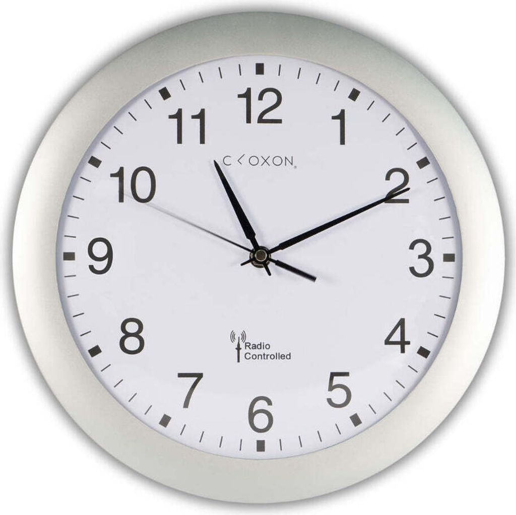 Cloxon Funkwanduhr 30 cm Wanduhr silber Funkuhr Wand Produktbild 