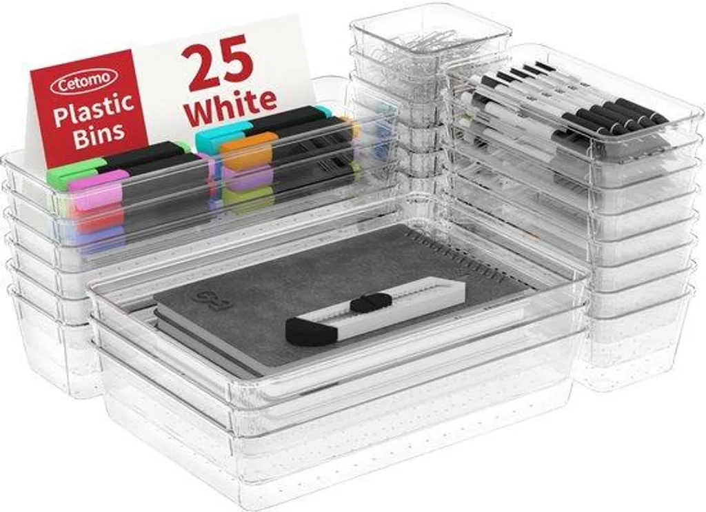 Rangement de tiroir pour maquillage et cuisine, transparent et ajustable