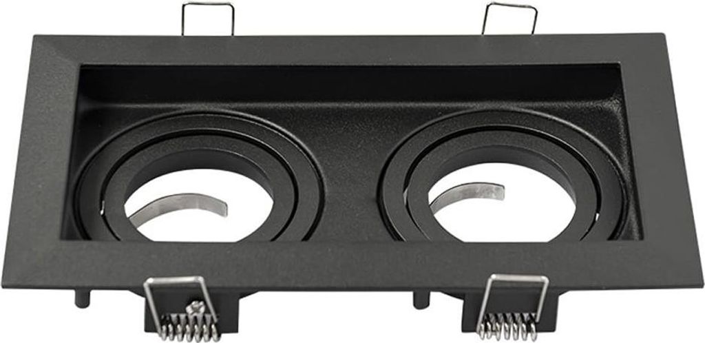 hoftronic LED Einbaustrahler Doppelt GU10 Fassung IP20 Schwarz Eckig