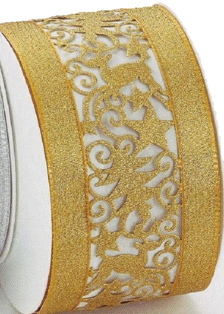 Tischband metallic Weihnacht GOLDINA 7cm/8m GOLD