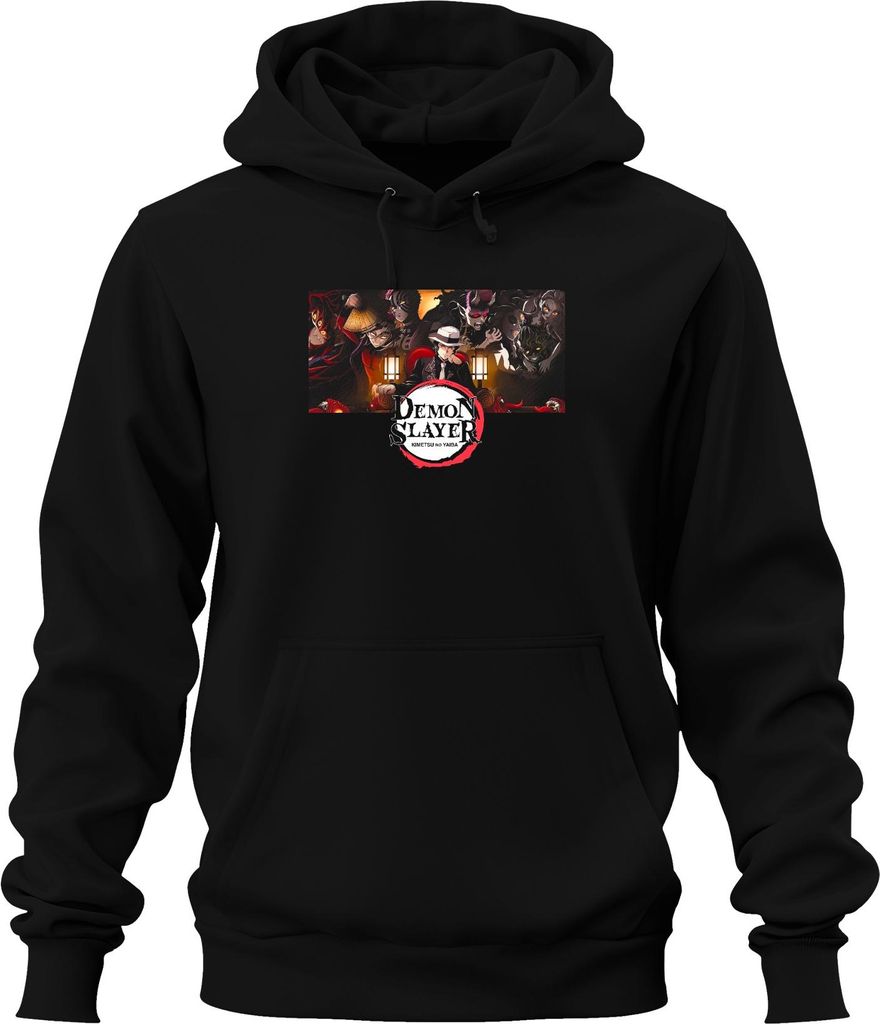 Demon Slayer Kimetsu no Yaiba Anime Muzan Dämon Cosplay Geschenk Uni Hoodie Kapuzenpullover, Schwarz, XXL