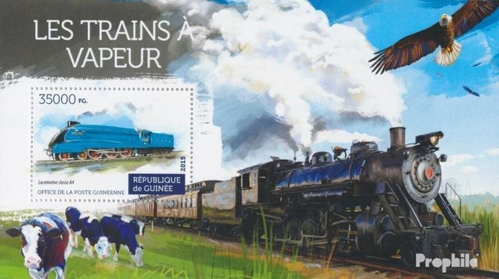 Briefmarken Guinea 2015 Mi Block 2542 (kompl. Ausgabe) postfrisch Dampflokomotiven