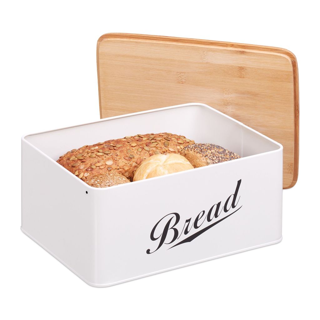 relaxdays Brotkasten mit Bambusdeckel