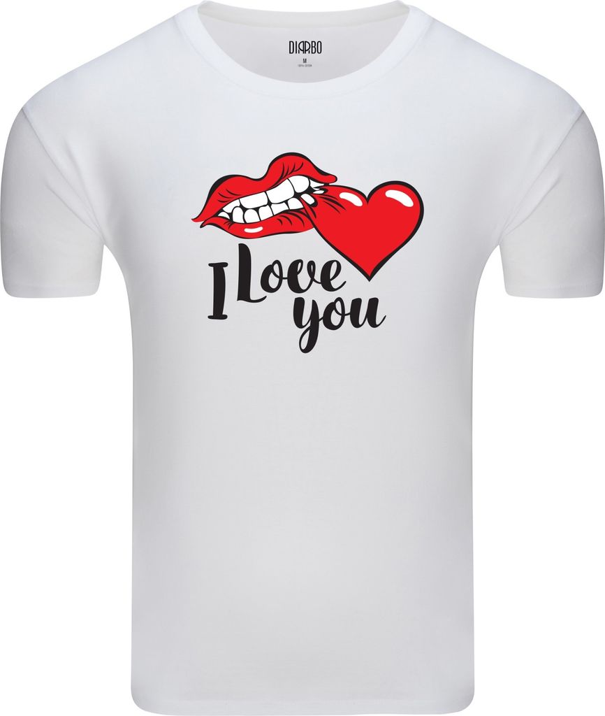 Diarbo Herren T-Shirt mit klassischem Druck ICH LIEBE DICH Weiß Gr.L