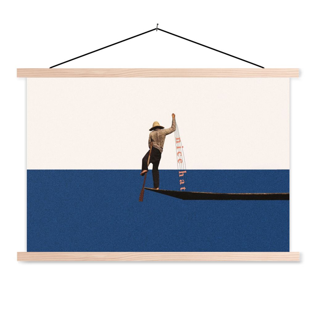 MuchoWow Textilposter Frau - Komplimente - Abstrakt 120x80 cm mit holzfarbenen Rahmen - Aufhängeset