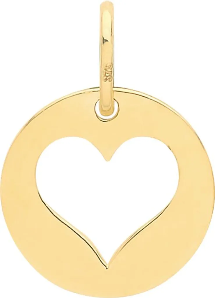 Pendentif Femme en Forme de Cœur en Or Jaune 9 Carats - Bijou Chic