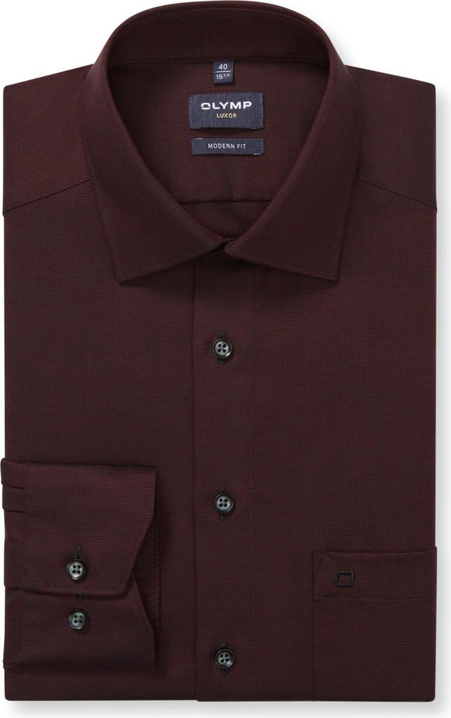 Olymp luxor Modern-Fit Hemd Bordeaux