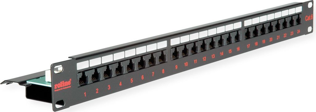 ROLINE Cat.6 (Class E) 19-Zoll-Patchpanel, 24P, ungeschirmt, schwarz