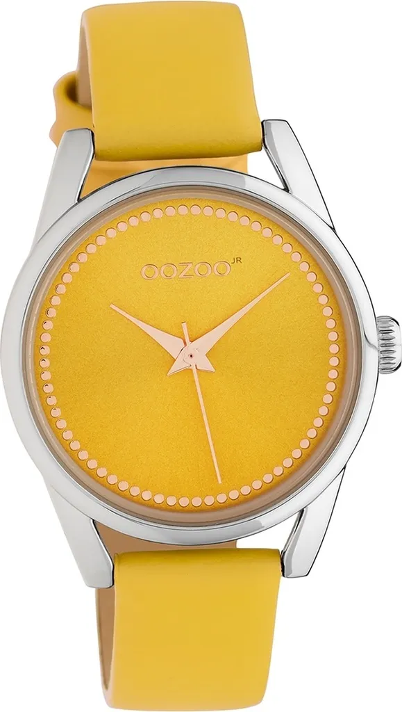 Montre Oozoo Junior JR306 Jaune Lumineux : Boîtier Fin et Cuir Véritable Doux