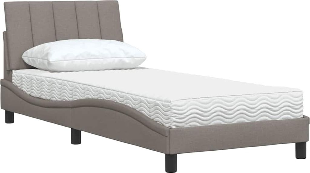 vidaXL Bett mit Matratze "Hanko" Taupe 90x190 cm Stoff