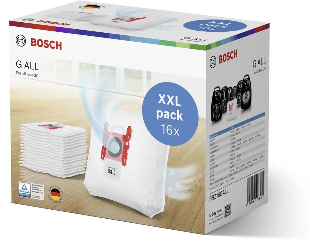 Bosch BBZ16GALL, Worek na kurz, Cylinder próżniowy, Biały, Zdjęcie produktu 