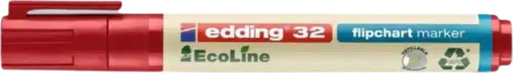 Marker Lavagna edding 32 EcoLine Rosso - Box 10 Pezzi Punta Scalpello - 2