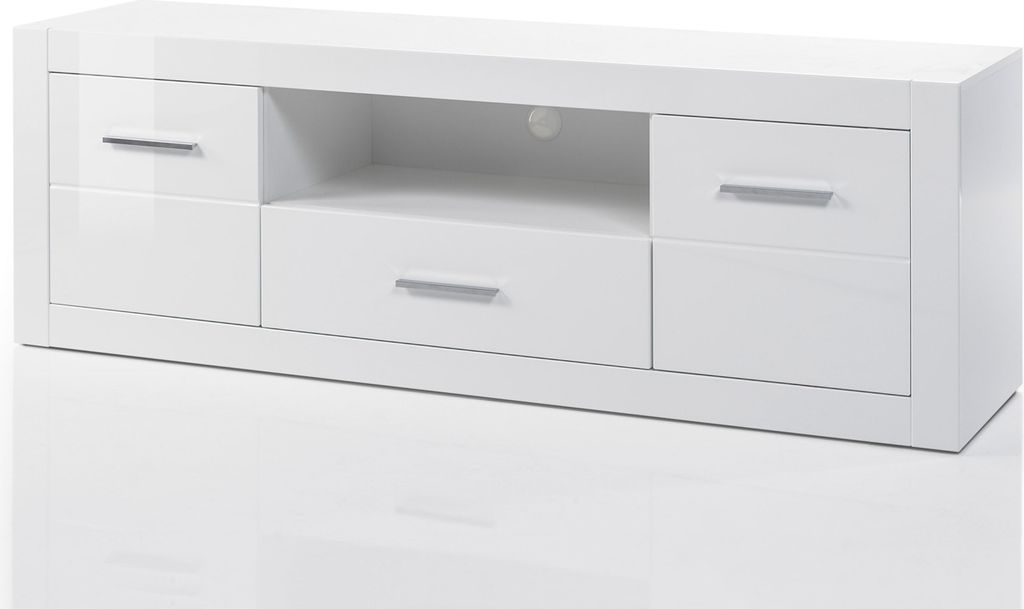 Großes Lowboard Bianco - Weiß Hochglanz mit Produktbild 