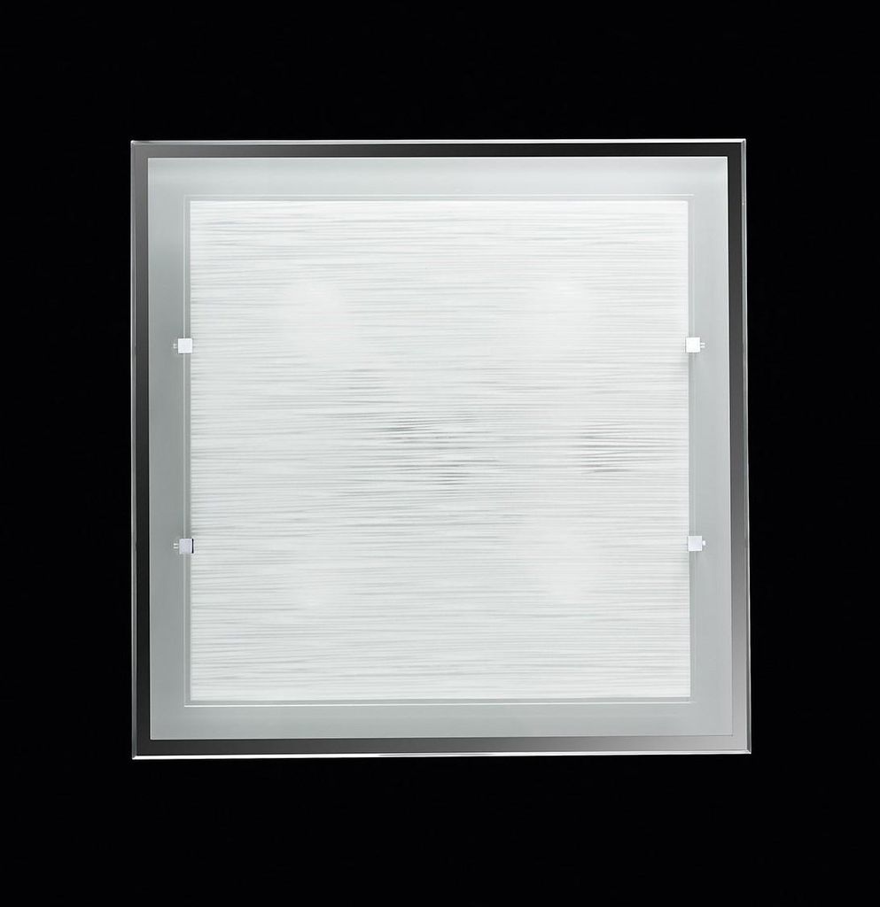 Quadratische Deckenleuchte aus gestreiftem Glas, 50 x 50 cm, modernes Design mit 4 x E27-Fassungen für elegante und diffuse Innenbeleuchtung - Perenz