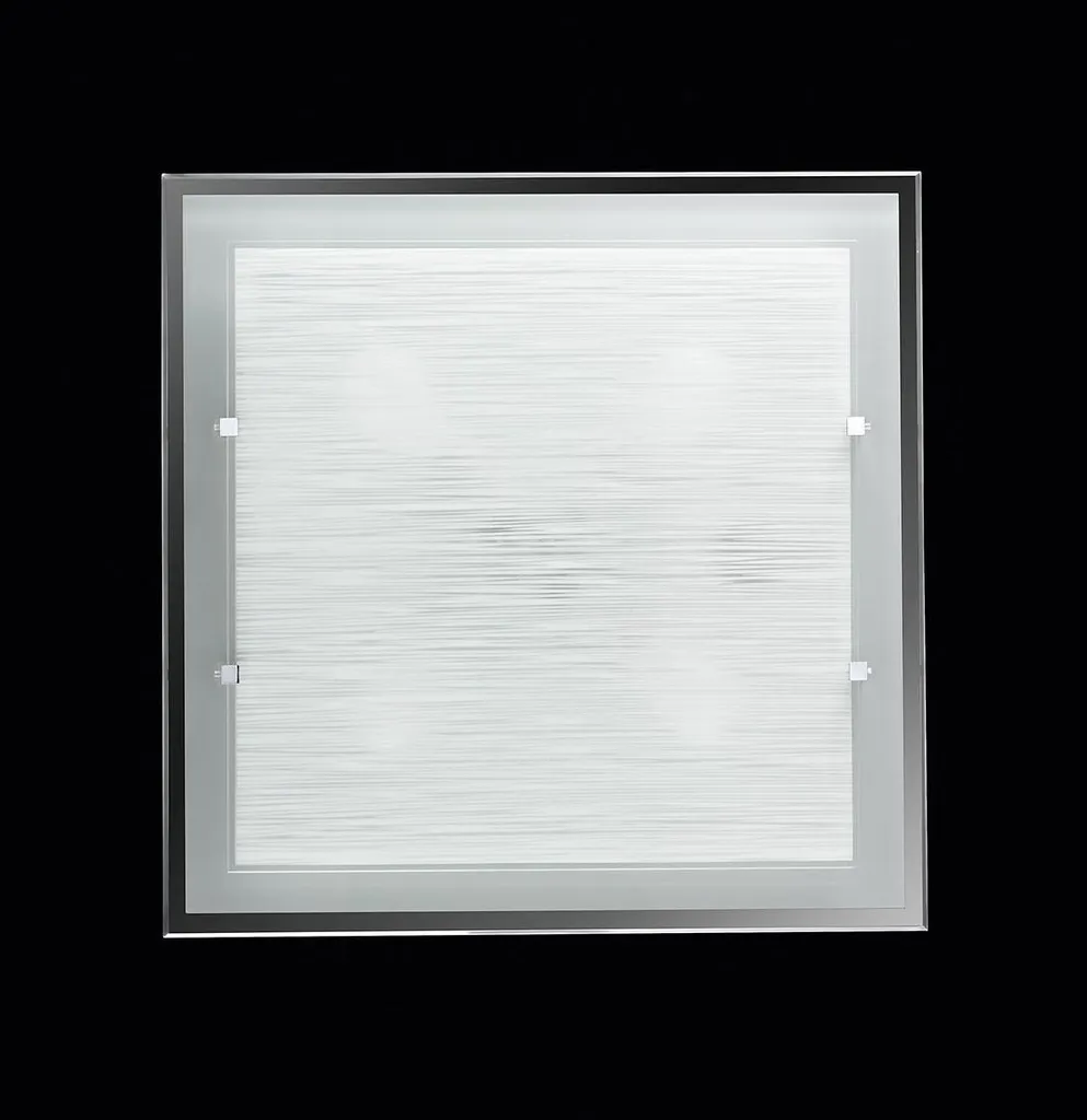 Plafonnier Carré Verre Strié 50x50 cm Perenz avec 4 Douilles E27 Chic