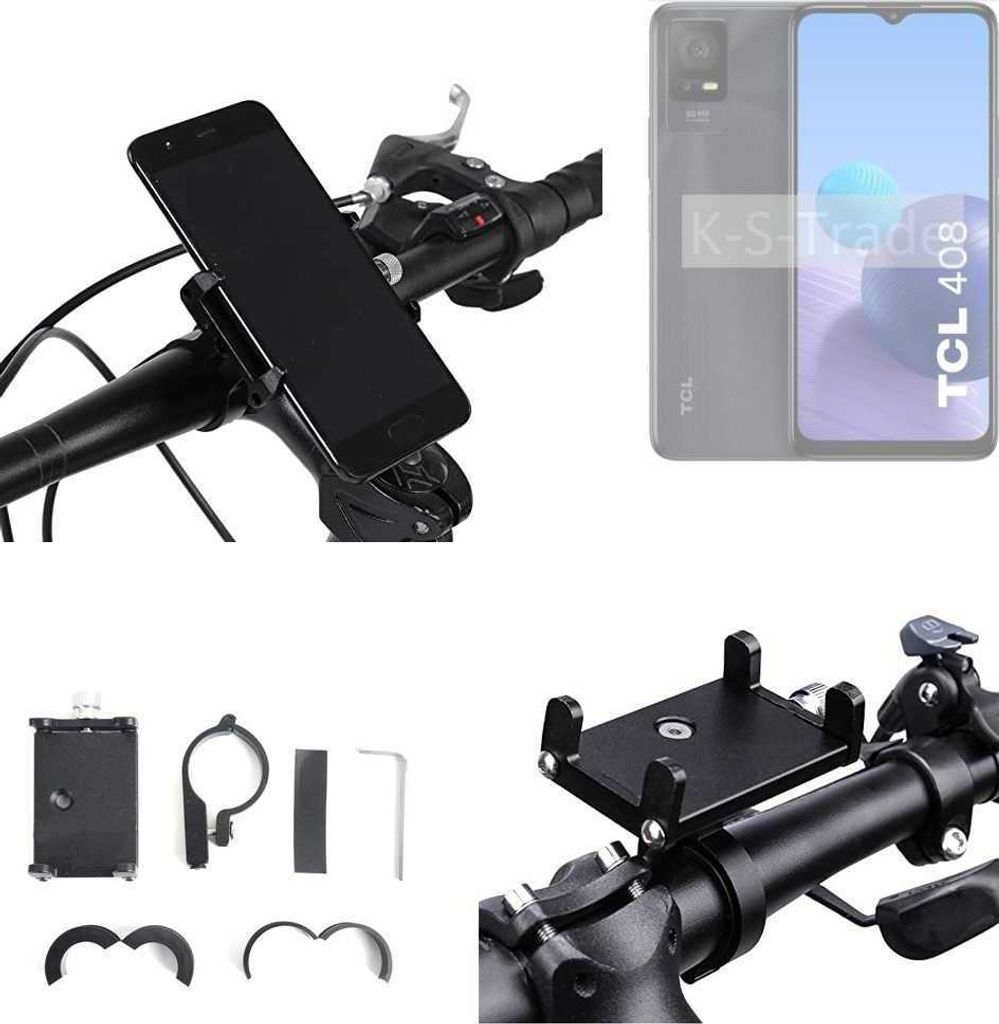 K-S-Trade Handyhalterung für das Fahrrad kompatibel mit TCL 408 Halter Lenkstange Fahrradhalterung Motorrad Bike Mount Befestigung Smartphone Handy