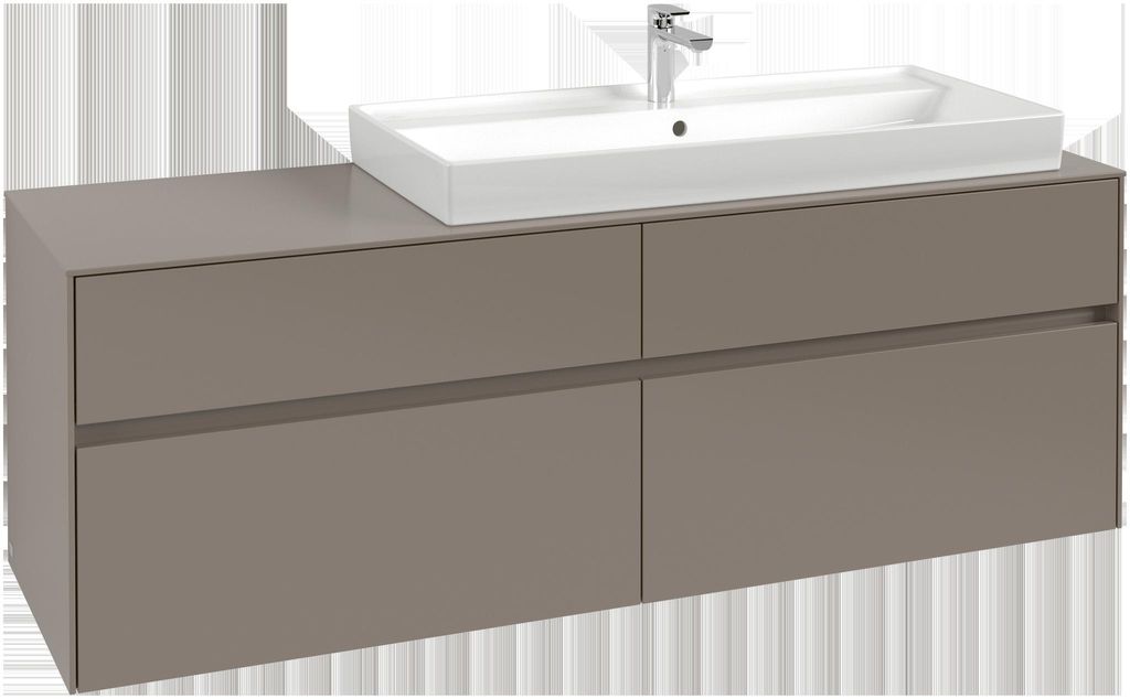 Villeroy & Boch Collaro Waschbeckenunterschrank, Waschbecken rechts, 4 Auszüge, wandhängend, mit integrierter Beleuchtung, 1600x548x500mm, C030B0VQ