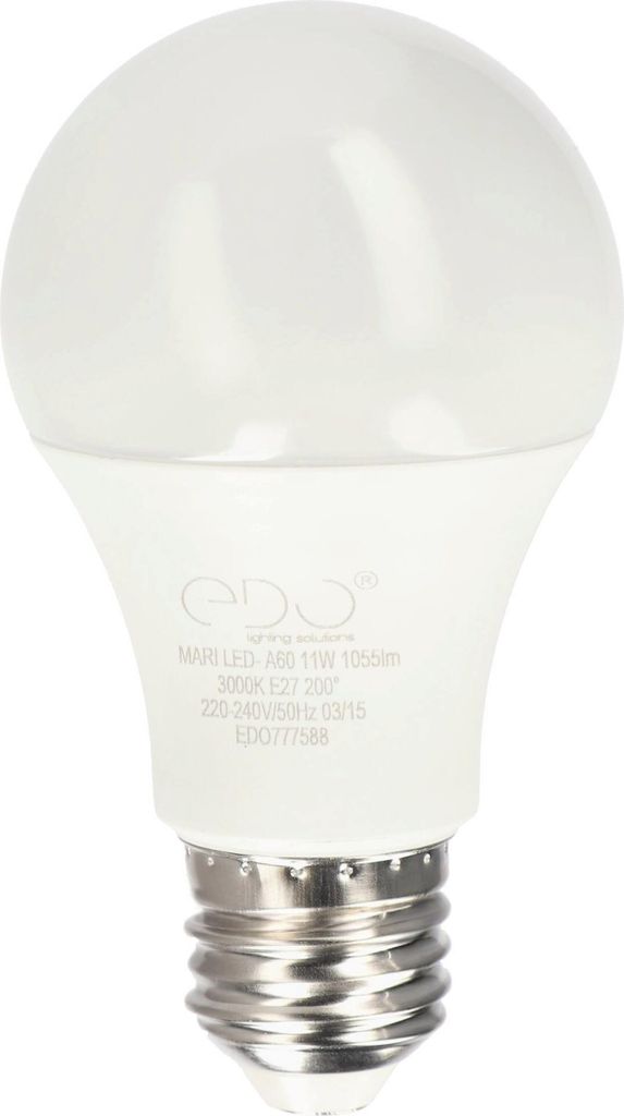 A white LED light bulb with a silver screw base, shown against a white background.