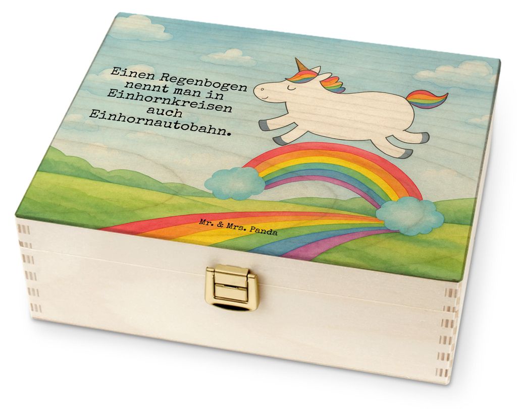 Mr. & Mrs. Panda Tee Box Einhorn Regenbogen Design - Weiß - Geschenk, Erwachsenwerden, Teebehälter, Glitzer, Aufbewahrung, Einhornpower, Teebox, ...