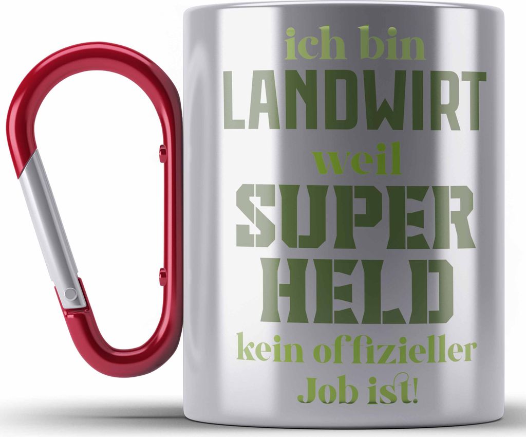 Trendation - Landwirt Geschenk Edelstahl Tasse Karabiner Landwirtschaft Geschenke für Männer Traktor Spruch Karabiner Edelstahl Tasse Karabiner E...