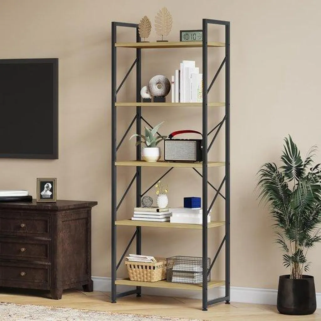 Étagère minimaliste noire en fer forgé modèle LOFT - Hauteur 120 cm